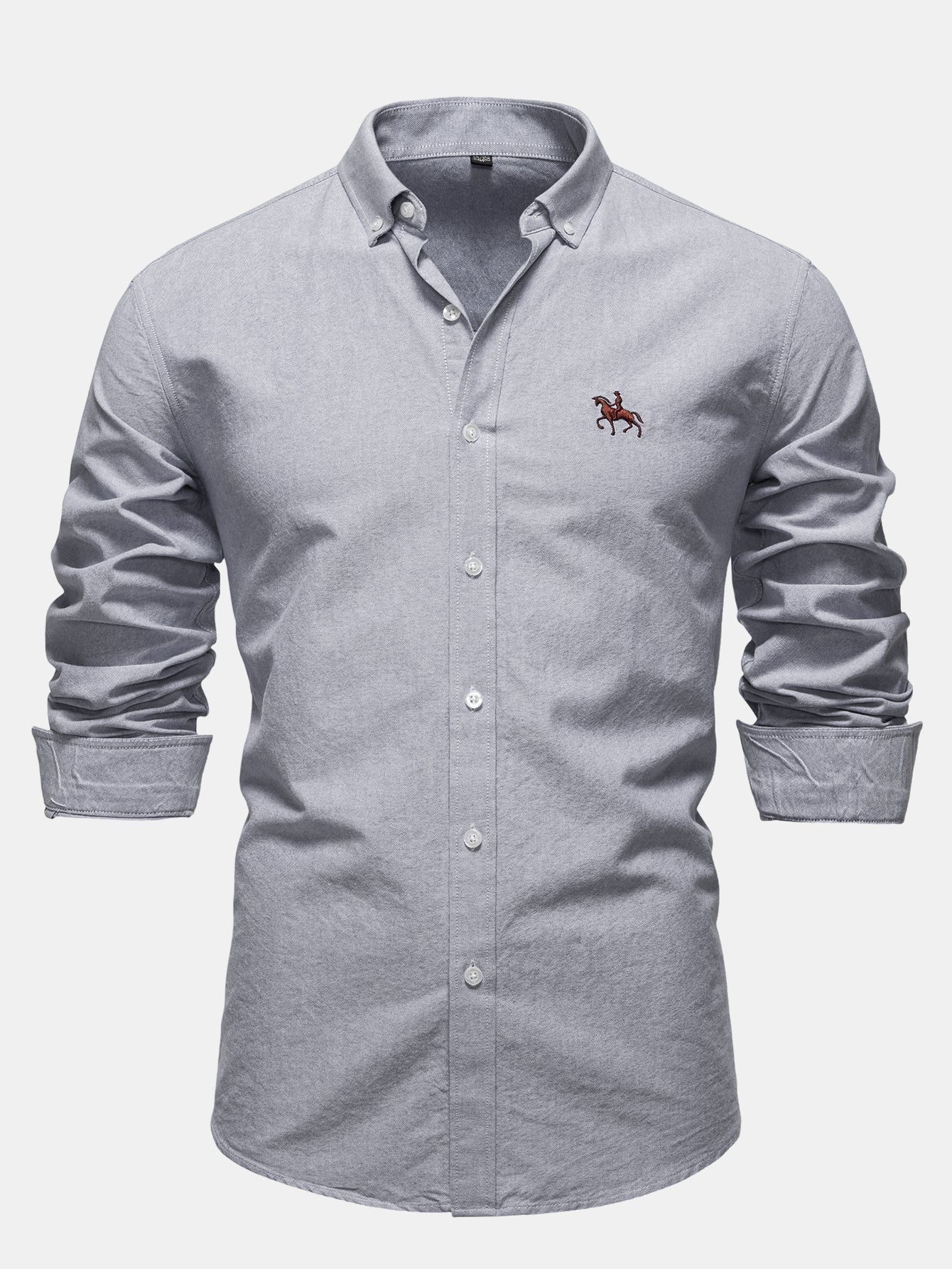 Cowboy-Stickerei Baumwoll-Oxford Hemd mit Knopfleiste