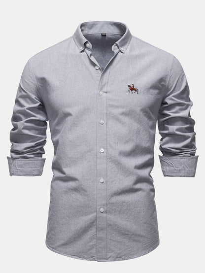 Cowboy Stickerei Baumwolle Oxford Hemd zum Zumknöpfen