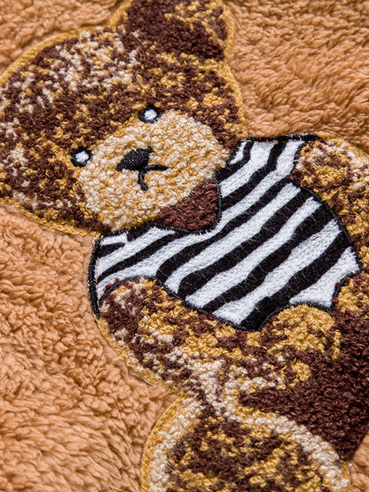 Bestickter Teddy Hoodie mit Bärenmotiv