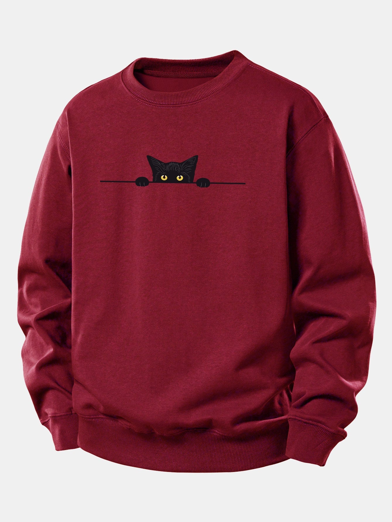 Lockerer Schnitt Sweatshirt mit schwarzem Katzenmotiv