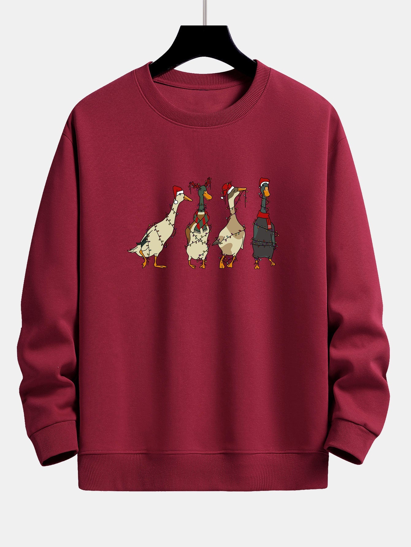 Weihnachtslichter Ente Druck Locker Sitzendes Sweatshirt