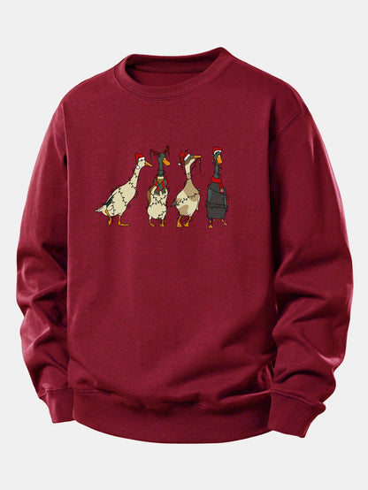 Entenmotiv Sweatshirt mit Weihnachtslichtern – Lässig und Bequem