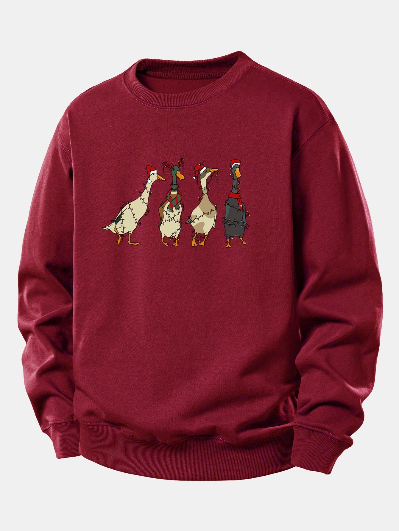 Weihnachtslichter Ente Druck Locker Sitzendes Sweatshirt