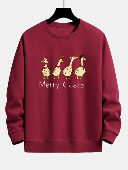 Weihnachtsente Druck Locker Geschnittenes Sweatshirt