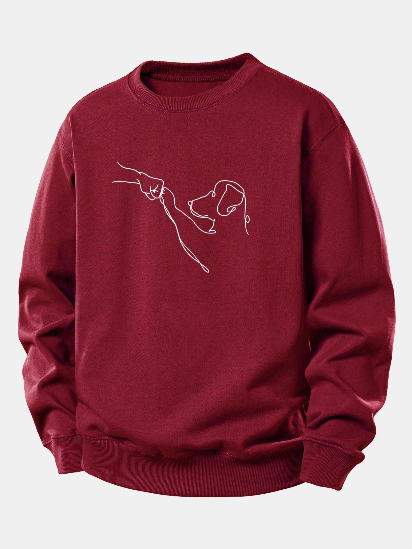 Entspanntes Sweatshirt mit Hund Linienzeichnung