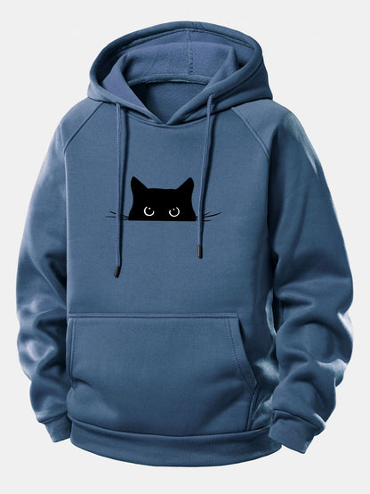 Hoodie mit Kordelzug und schwarzem Katzen-Design