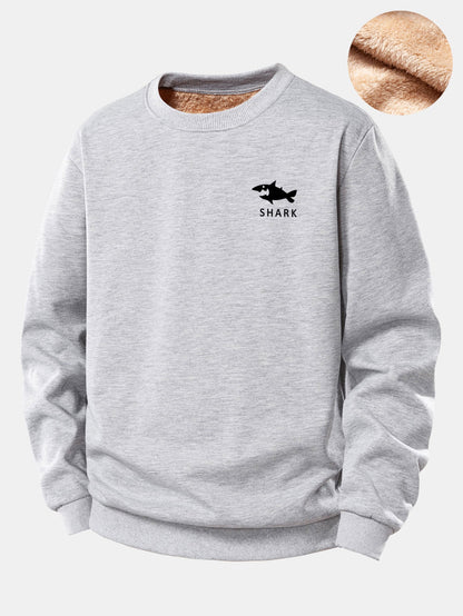 Fleece-Sweatshirt mit Hai-Design und kuscheligem Teddyfutter