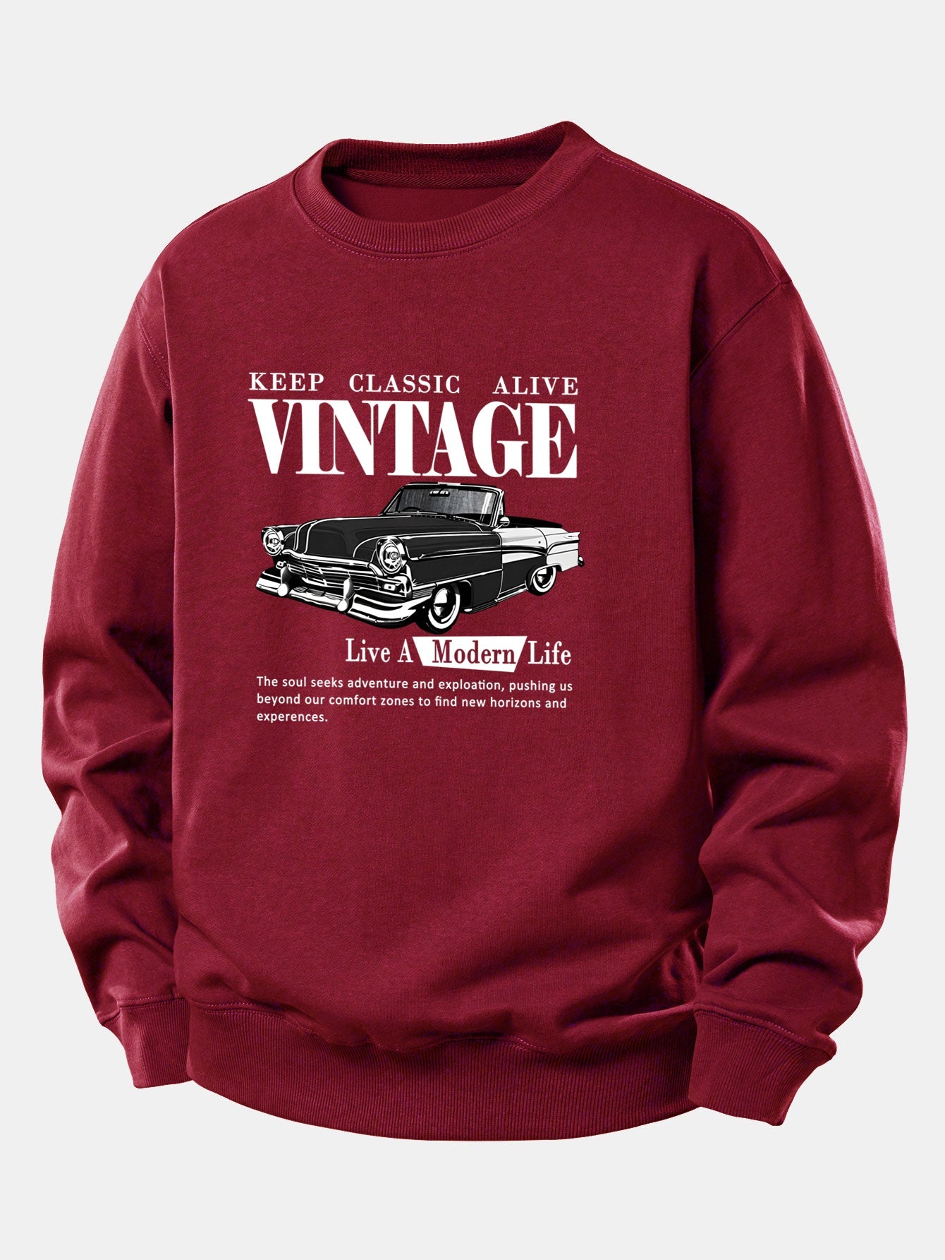 Vintage-Auto-Druck Sweatshirt mit lockerem Schnitt