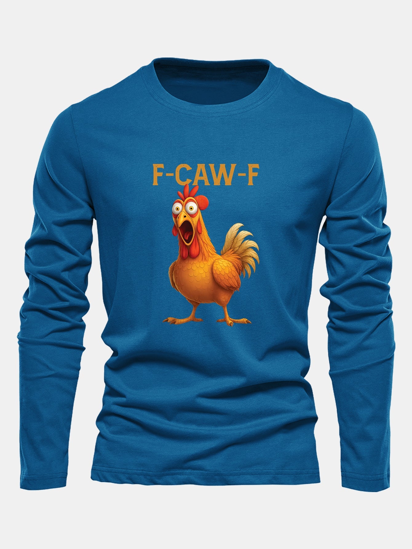 Langarm Baumwollshirt mit Hahn-Motiv