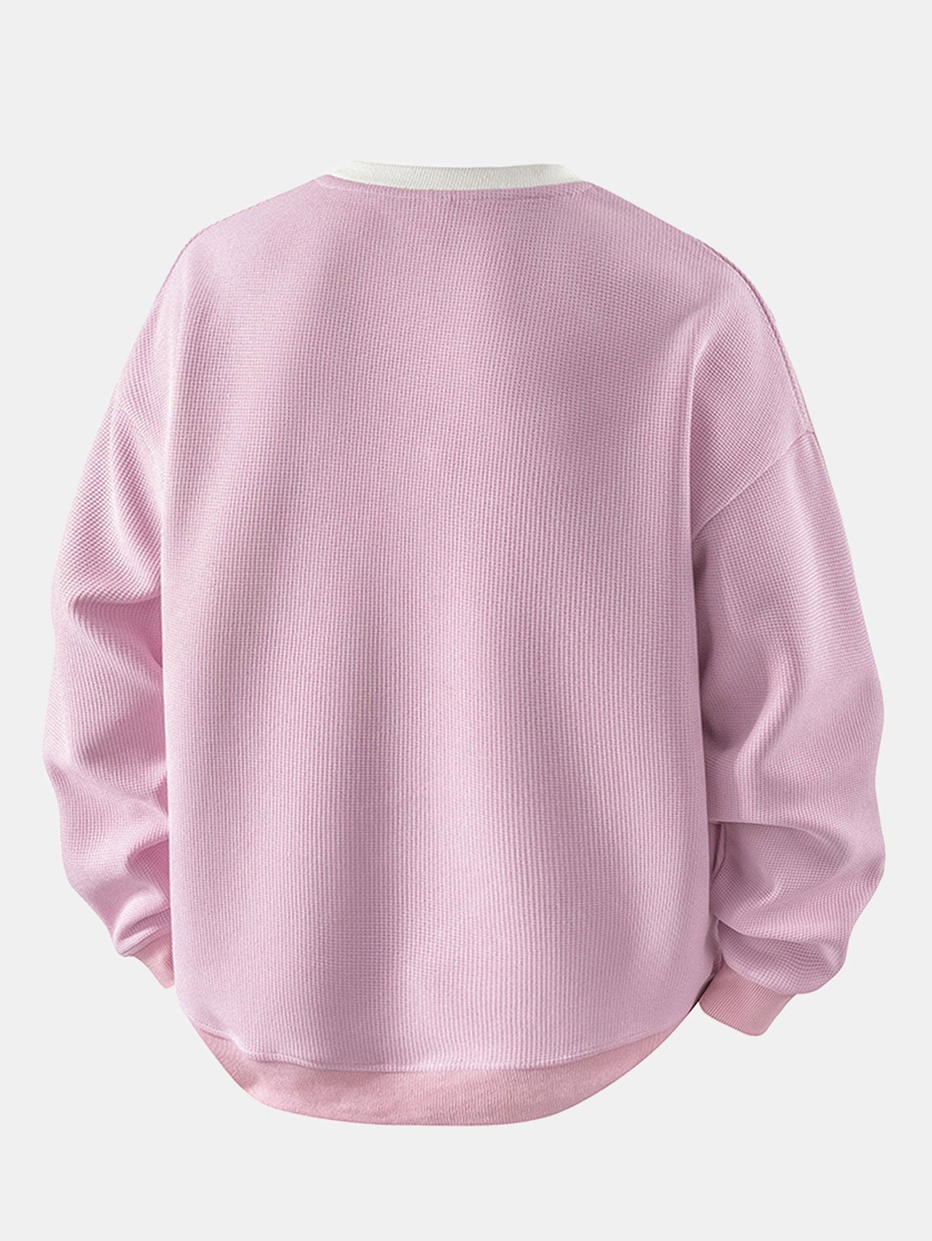 Gestreiftes Waffel-Sweatshirt mit Rundhalsausschnitt für einen lässigen Look