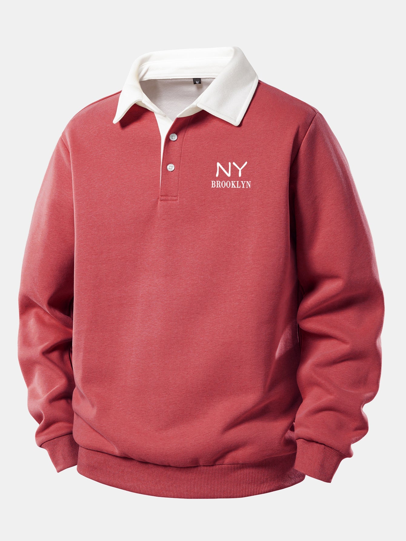 NY Brooklyn Contrast Print Polo Shirt with Collar Sweatshirt