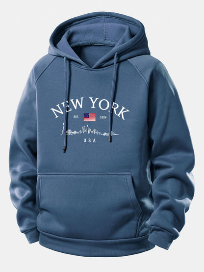 New York Druck Kordelzug Kapuzenpullover