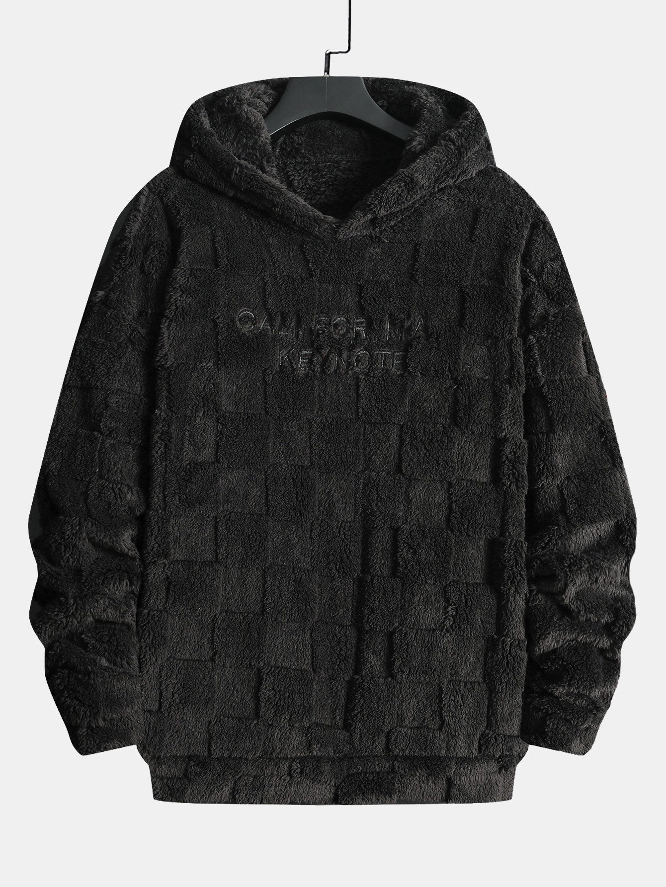 Bestickter Teddy-Kapuzenpullover mit Schachbrettmuster aus Kalifornien