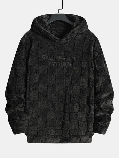 Kalifornien bestickter Teddy-Kapuzenpullover mit Schachbrettmuster