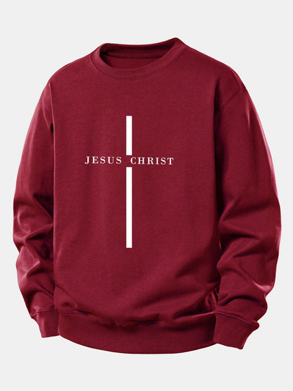 Jesus Christ Streifenmuster Locker sitzendes Sweatshirt