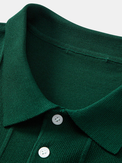 Gestreiftes Jacquard-Polo mit gerader, gerippter Hose