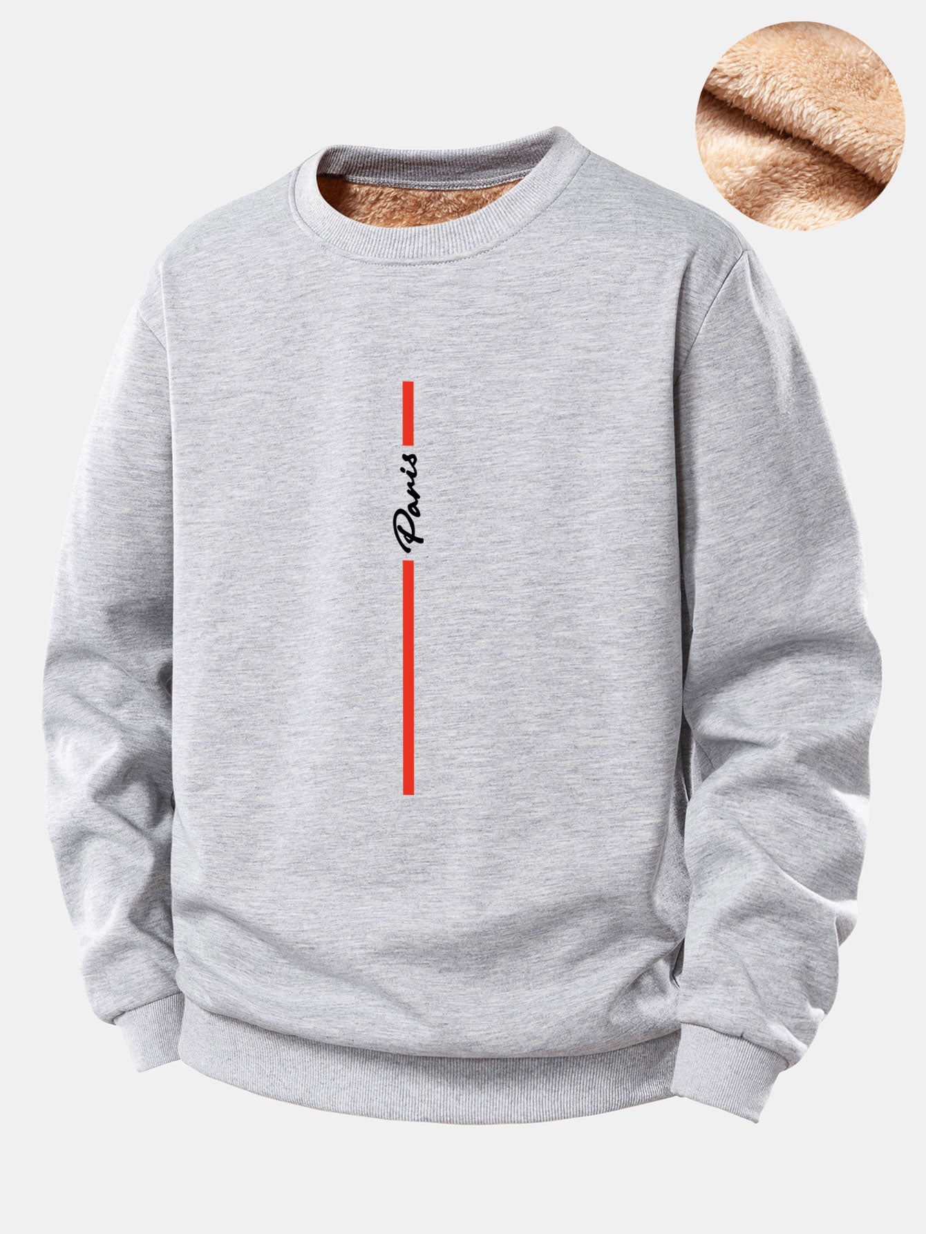 Paris Streifenmuster Teddy Fleece Gefüttertes Sweatshirt