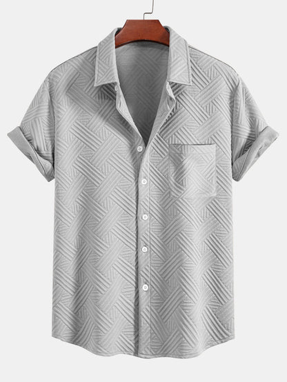 Gestreiftes Jacquard-Hemd mit Knopfleiste und Shorts mit Kordelzug