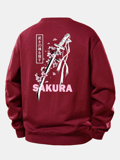Sakura Katana Relaxed Fit Sweatshirt with Back Print