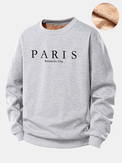 Paris Print Teddy Fleece Gefüttertes Sweatshirt