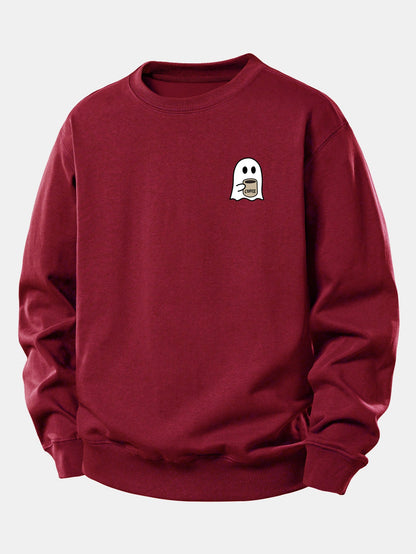 Relaxed Fit Sweatshirt with Ghost Coffee Design