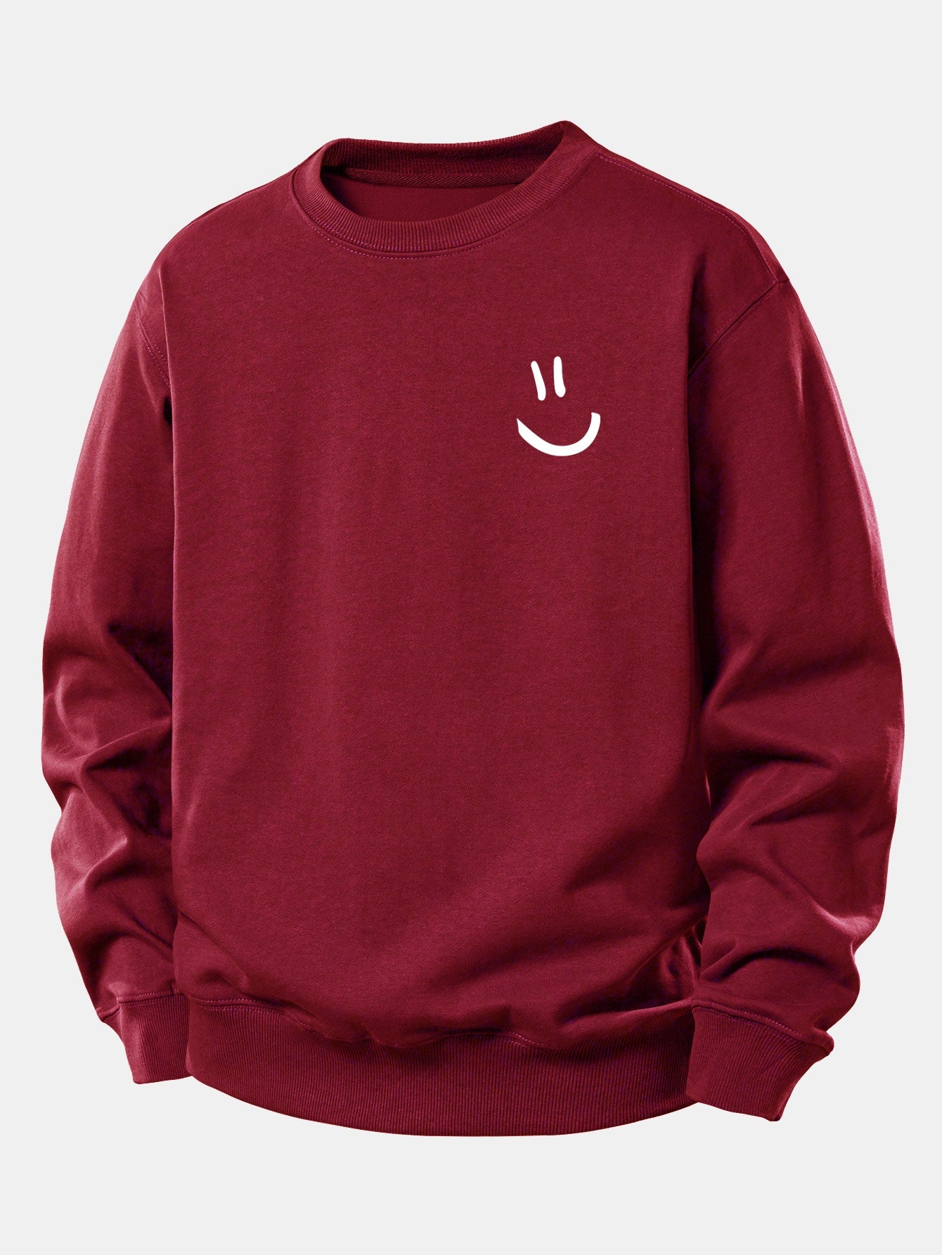 Lockeres Sweatshirt mit Smiley-Gesicht Druck