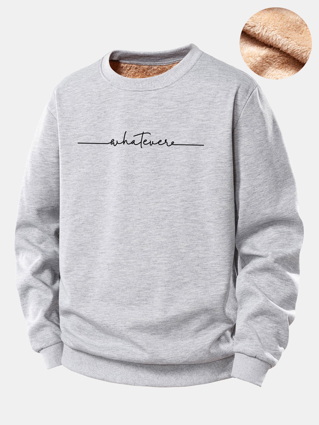 Whatever Print Teddy Fleece Gefüttertes Sweatshirt
