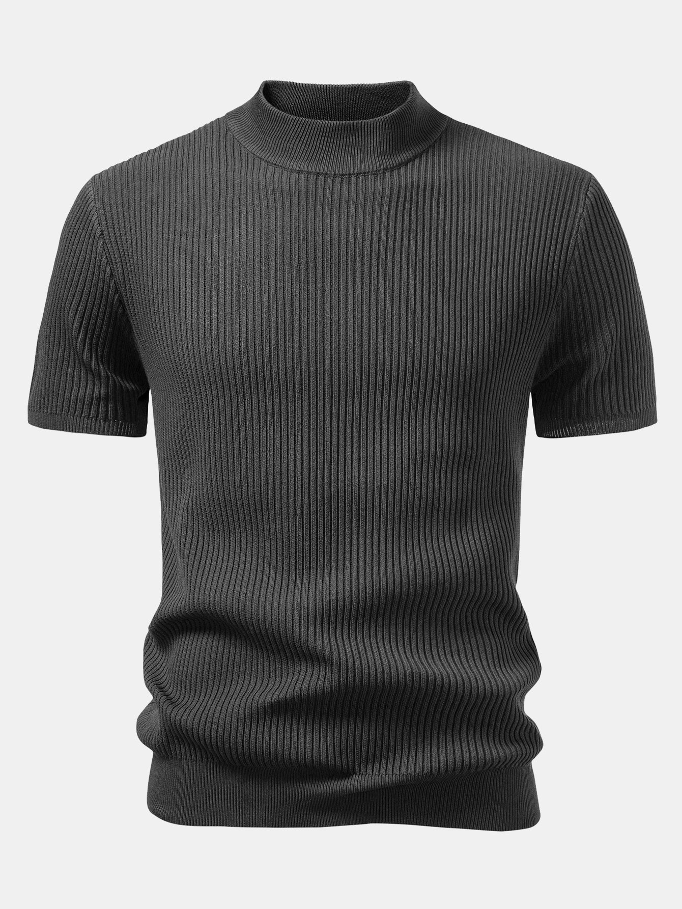 Rippstrick Rollkragen Pullover T-Shirt