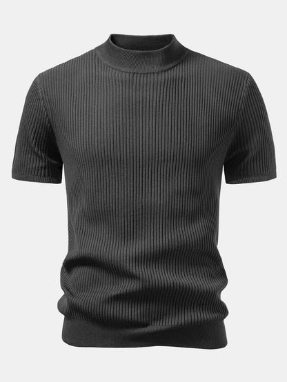 Rippstrick Rollkragen Pullover T-Shirt