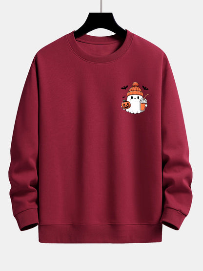Lockeres Sweatshirt mit Halloween Geist und Kürbis Druck