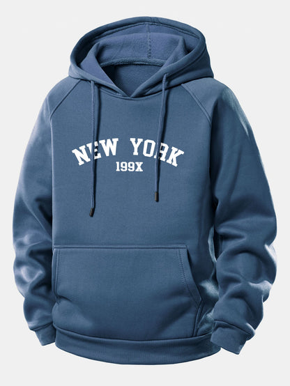 New York Print Hoodie with Drawstring