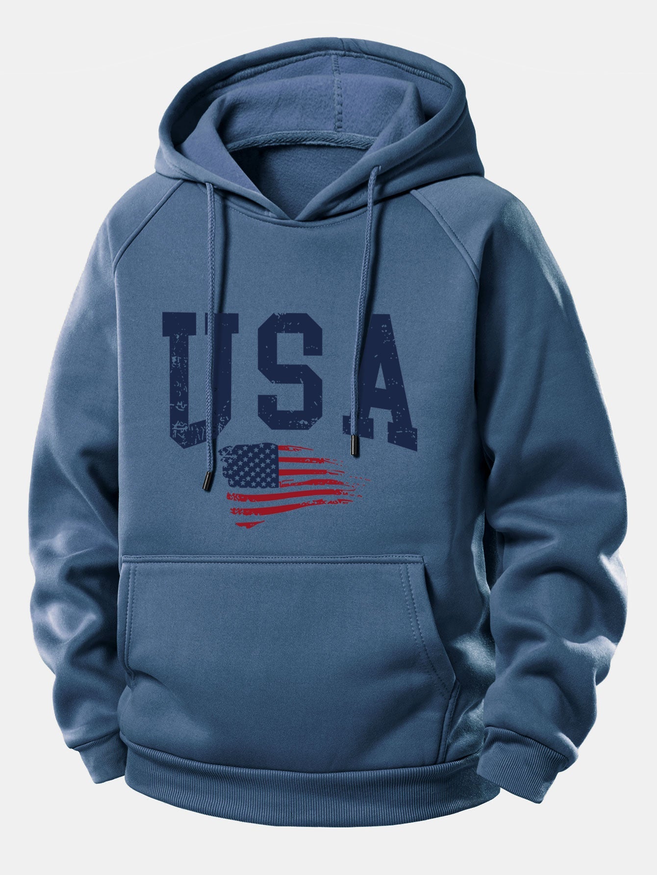 USA-Flaggen-Motiv Kapuzenpullover mit Kordelzug