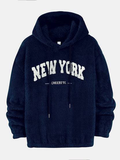 New York Embroidered Teddy Hoodie