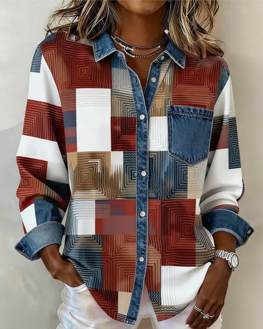 Stutz I Farbblock-Shirt mit modischem Kragen