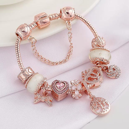 Rosen Traumfänger Armband mit enthaltenen Charms in Silber