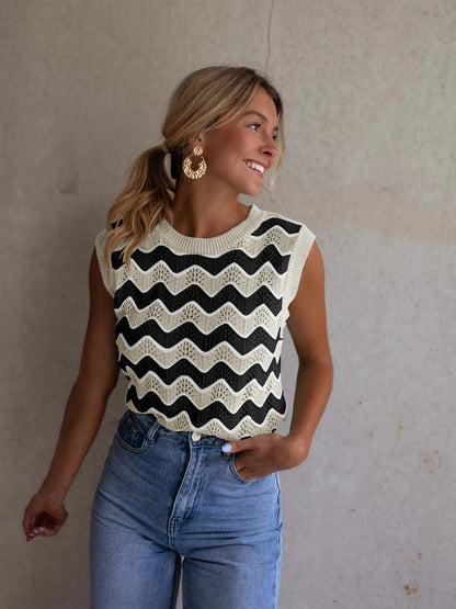 ADELBURG I ÄRMELLOSES ZOPFSTRICK-TOP