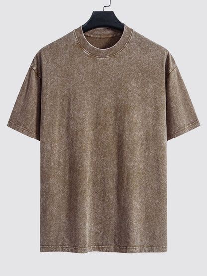 Basic gewaschenes, distressed Oversize T-Shirt mit Drop-Shoulder