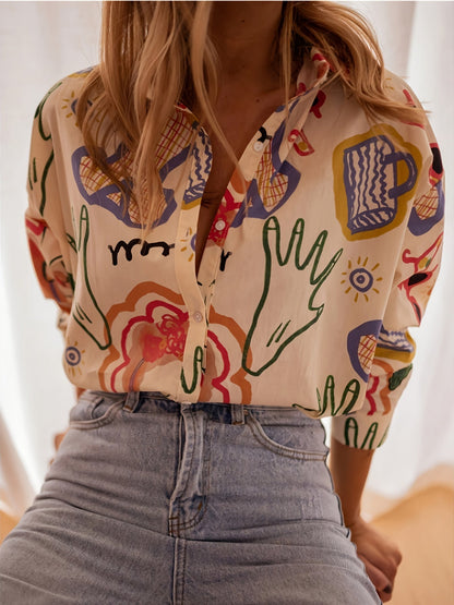 SIGRUNHILD I LANGARM-BLUSE MIT PRINT