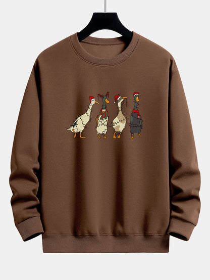 Entenmotiv Sweatshirt mit Weihnachtslichtern - Bequemer Sitz