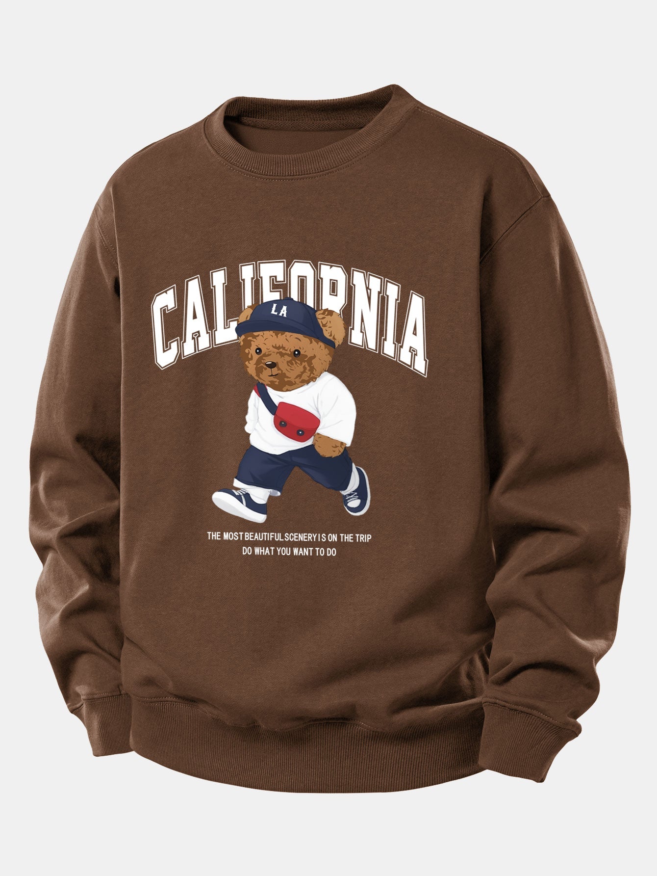 California Mode Bär Druck Locker Sitzendes Sweatshirt