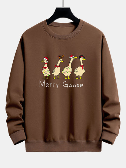 Weihnachtsente Druck Locker Geschnittenes Sweatshirt