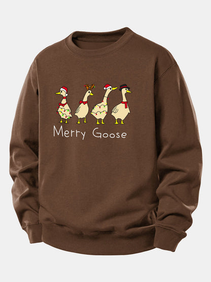Locker Geschnittenes Sweatshirt mit Weihnachtsente-Design