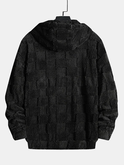 Bestickter Teddy-Kapuzenpullover mit Schachbrettmuster aus Kalifornien