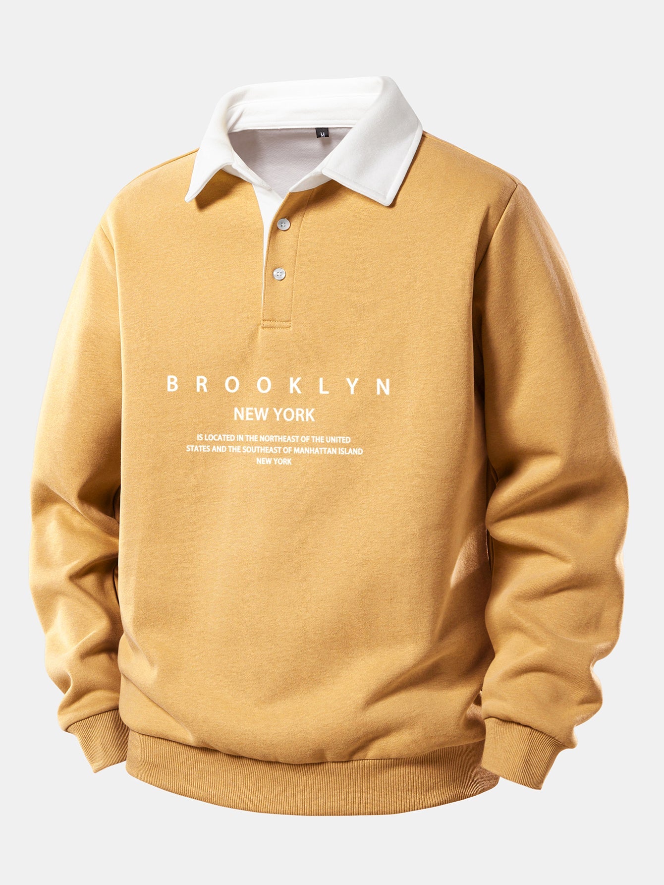 Brooklyn Print Contrast Polo Collar Sweatshirt