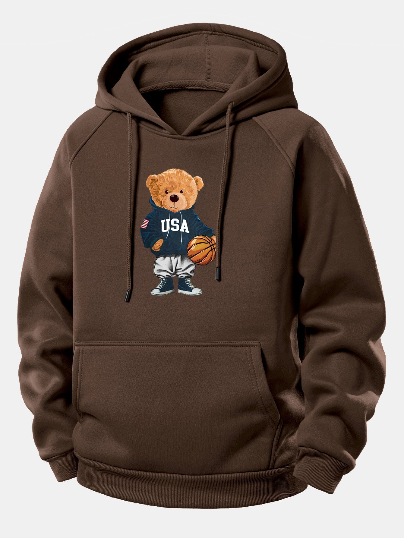 Basketball Bär Grafik Hoodie mit Kordelzug