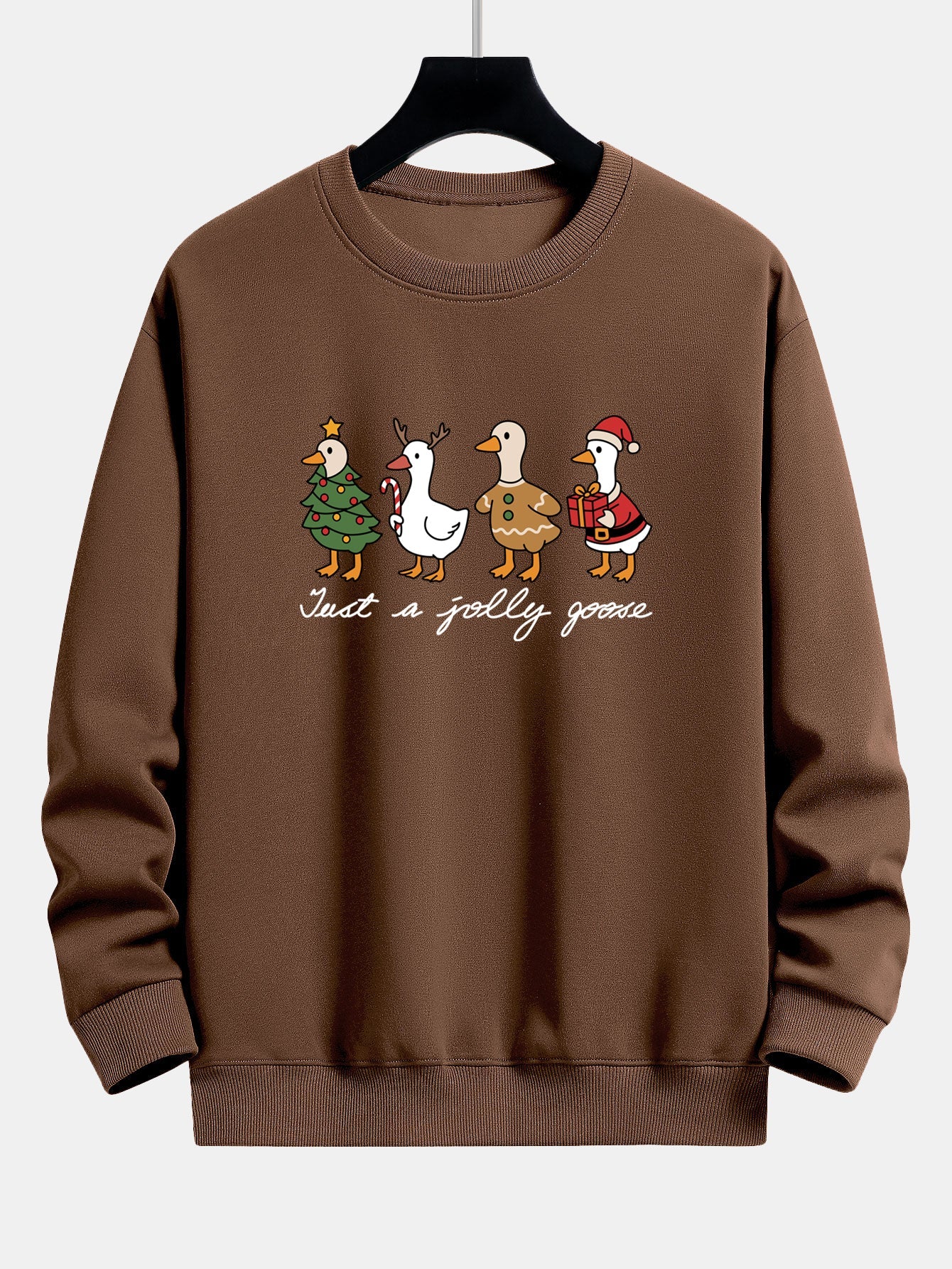 Weihnachtsente Druck Locker Geschnittenes Sweatshirt