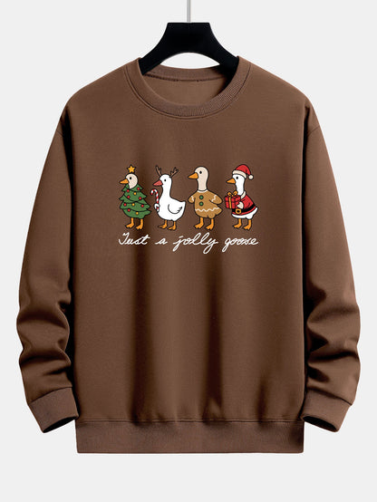 Weihnachtsente Druck Locker Geschnittenes Sweatshirt