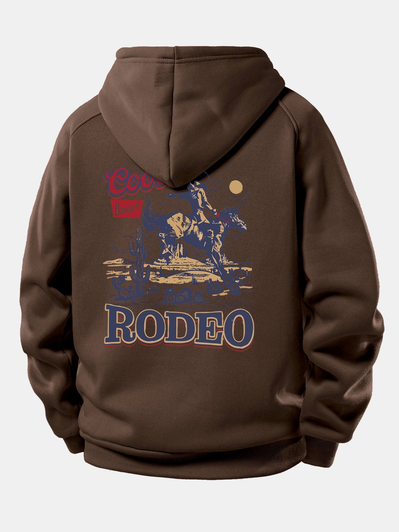 Western Cowboy Print Hoodie with Drawstring