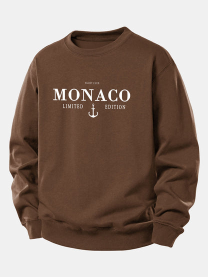 Monaco Slogan Druck Locker Geschnittenes Sweatshirt