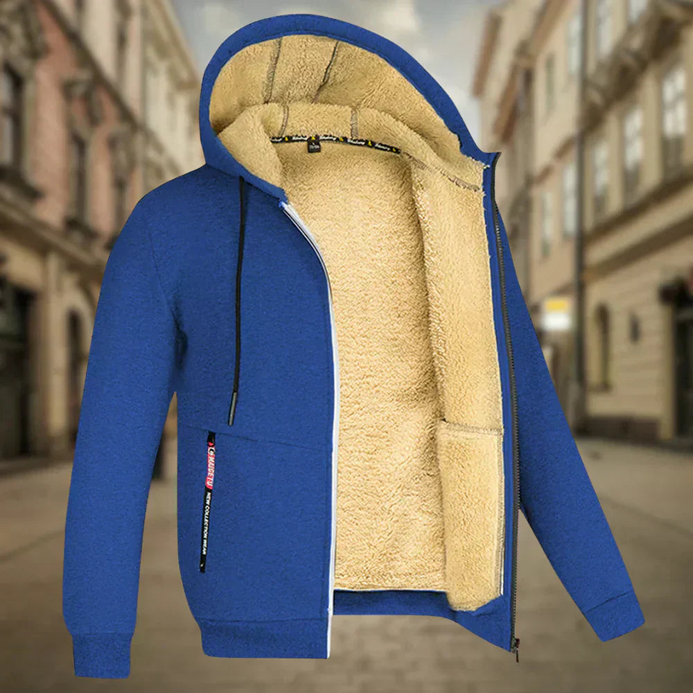 Fleece-Hoodie für Herren, bequem und warm für den Herbst.